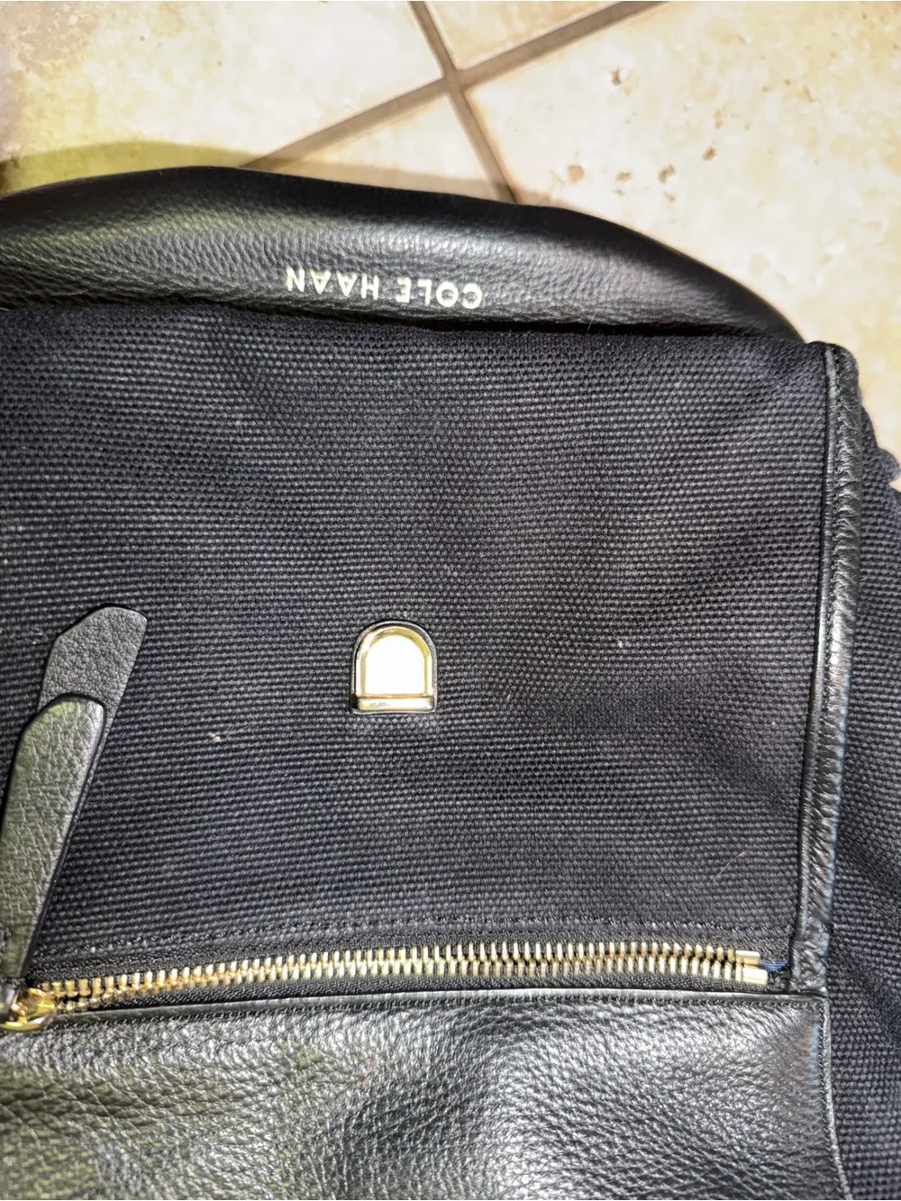 Cole haan  Black canvas Leather Backpack - Sleek Everyday Carry